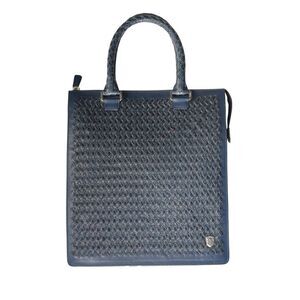 Tardini Woven Full-Grain Calfskin-Alligator Leather Business Tote Bag